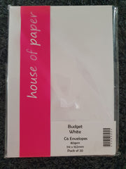 House of Paper Budget White Envelopes C6 20pkt